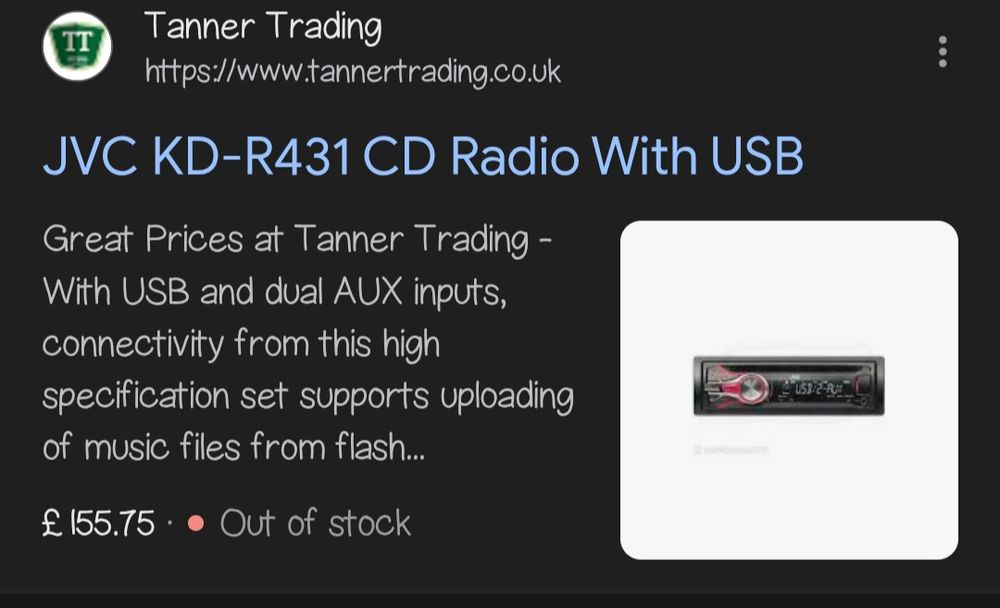 Vendo radio JVC KD-R431