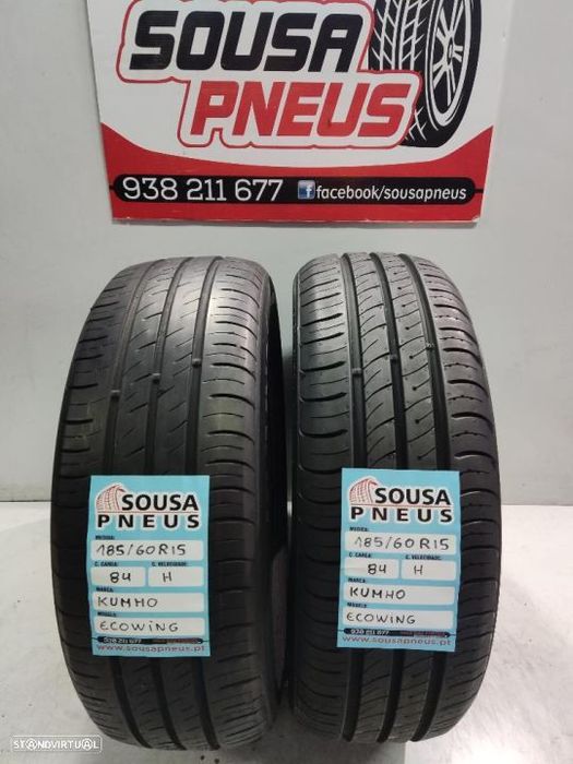 2 pneus semi novos 185-60r15 kumho - oferta dos portes 80 EUROS