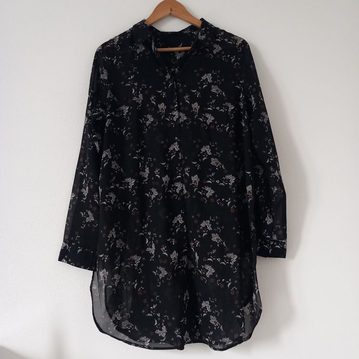 Bluzka koszulowa mgiełka kwiatki liście Gina L 40 12