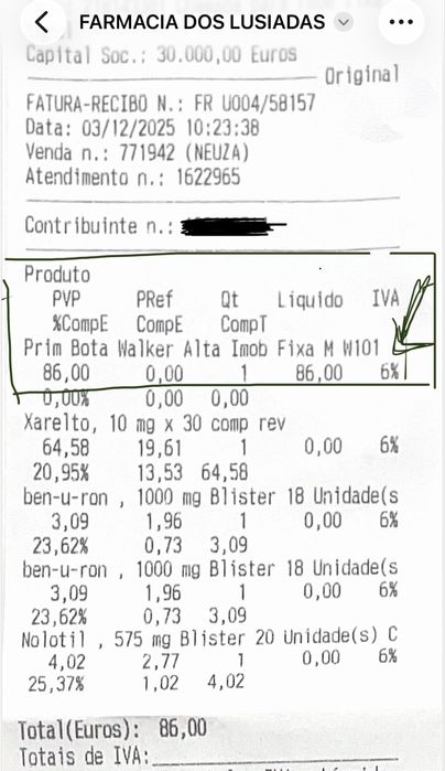 Bota Walker - RESERVADA - NOVA  com fatura de compra