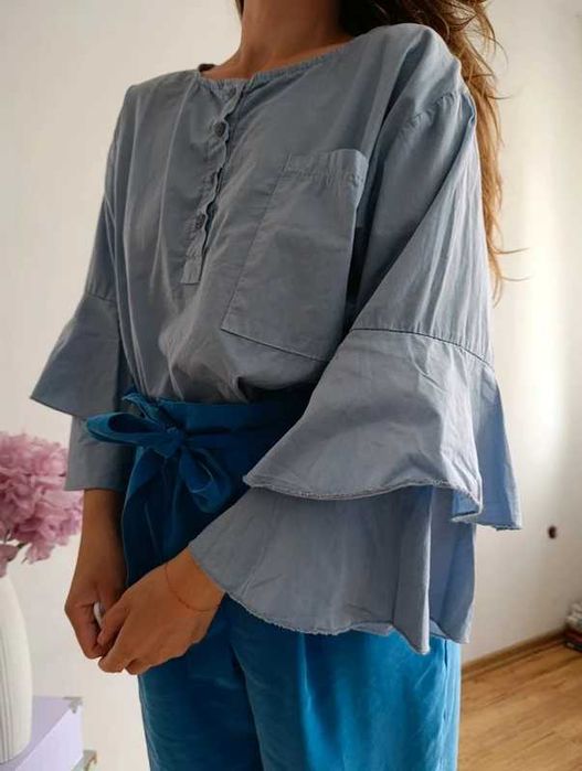 Made in Italy bawełniana bluzka falbany romantic boho