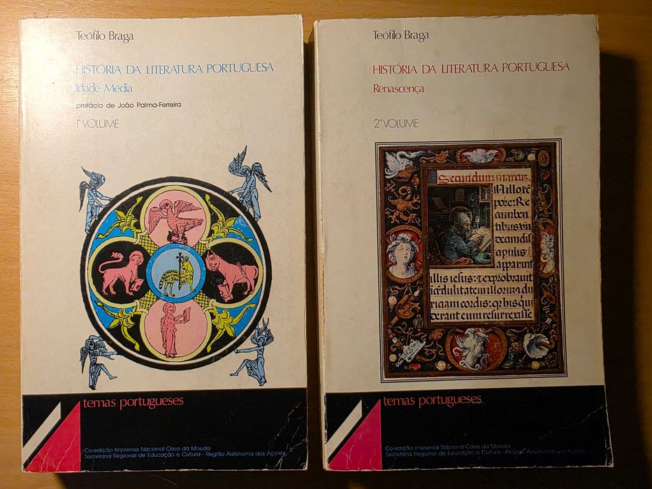 4 volumes da "História da Literatura Portuguesa" de Teófilo Braga