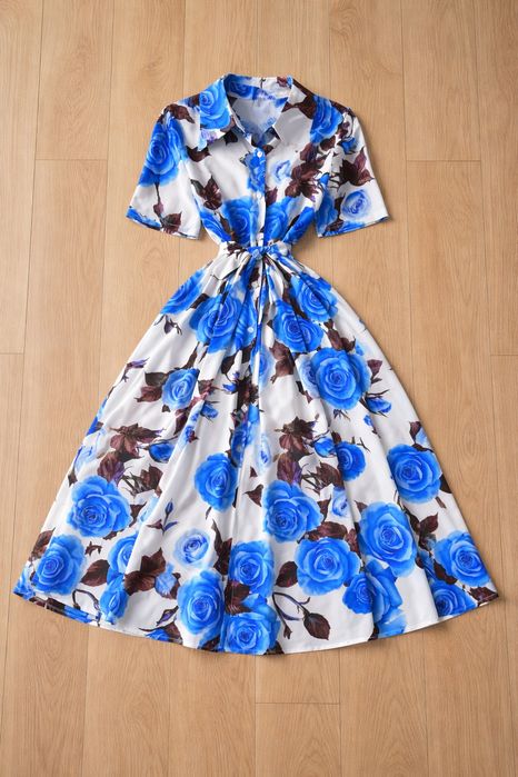 Sprzedam sukienka damska koszulowa w róże niebieskie rozmiar M