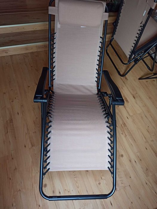 Zestaw leżaków meble ogrodowe stolik kamping zero gravity beżowe