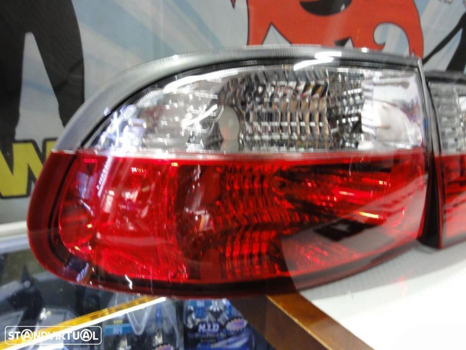 Faróis / farolins traseiros euro look para Honda Civic 92-95 3 portas red / clear (vermelho / cristal)