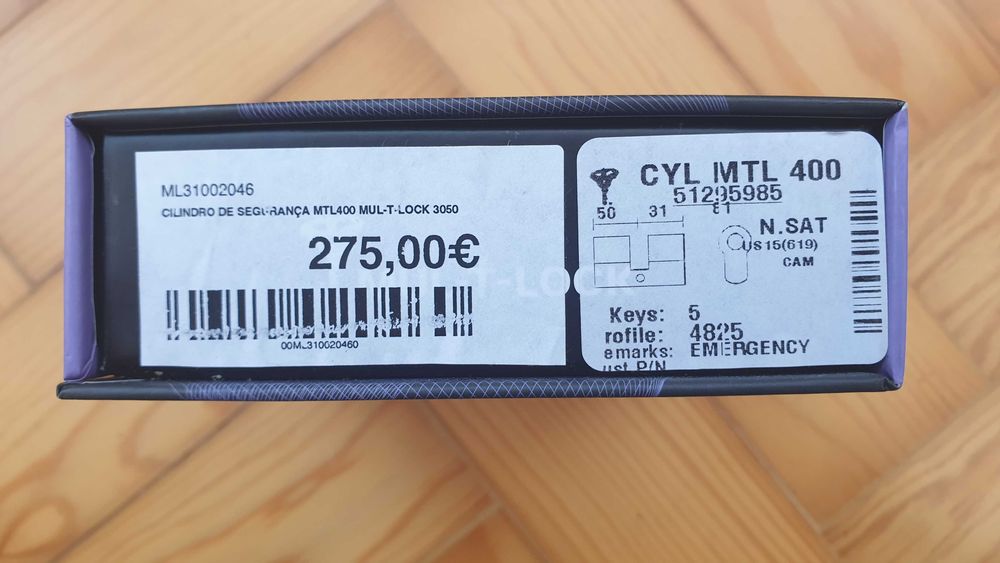 Cilindro Mul-T-Lock MTL400 como novo + 5 chaves e cartão de segurança