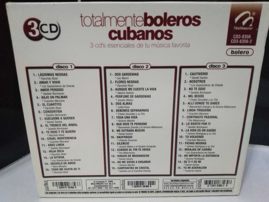 Cd Totalmente Boleros Cubanos 3cds box set