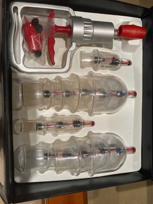 Conjuntos de ventosaterapia,  com bomba de vácuo