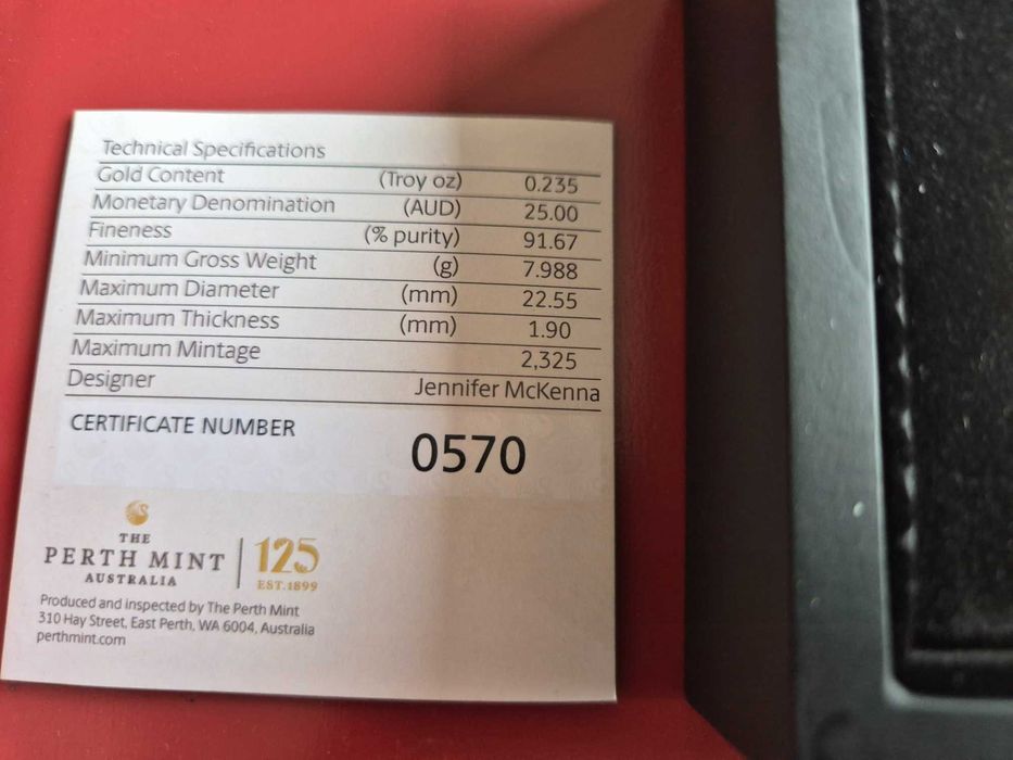 Moeda ouro Australia Carlos III 25 dólares