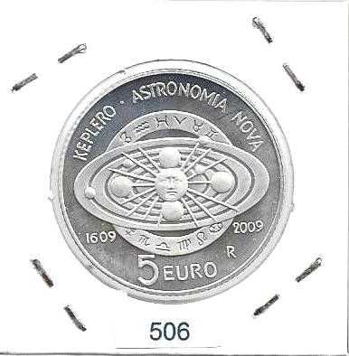 San Marino -  - 5 Euros - 2009 - - Giovanni Keplero - - Moeda de Prata
