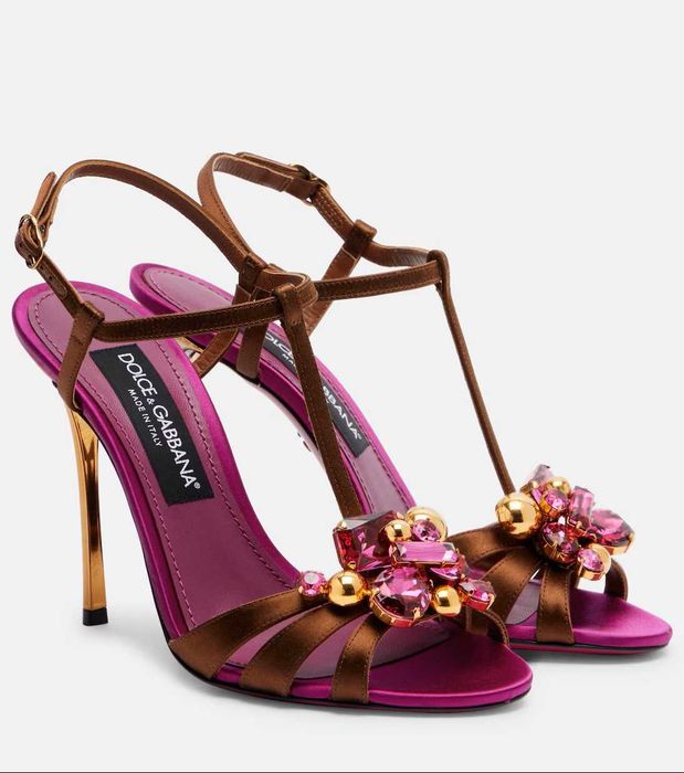 Sandały satynowe zdobione Dolce&Gabbana