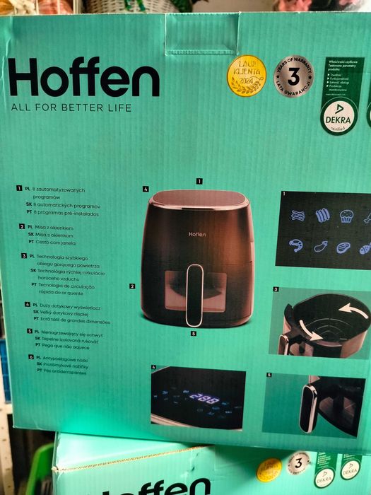 Air fryer frytkownica Hoffen 5l 1550W z okienkiem