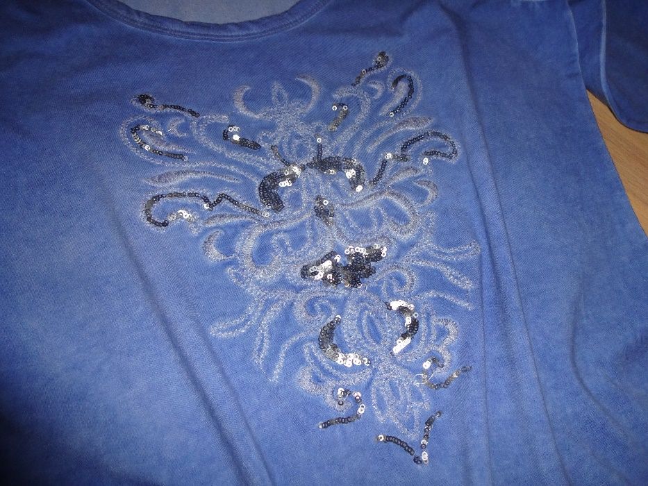 okazja MONNARI niebieska ala jeans bluzka dlugi rękaw HAFTY cekiny r M