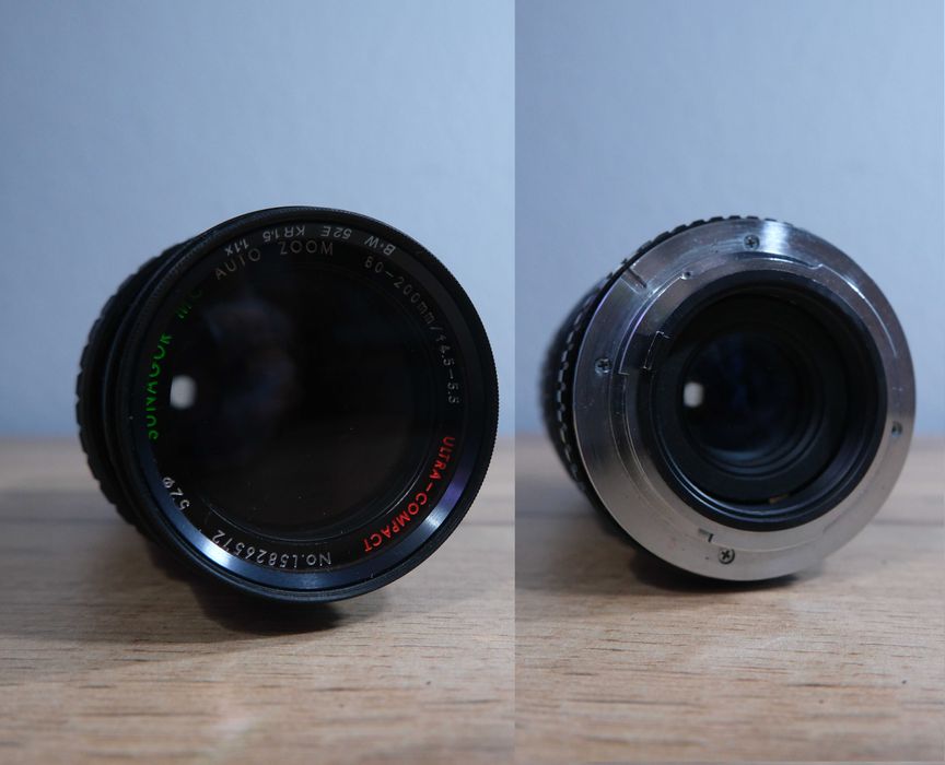 Pentax MV Sunagor Auto Zoom 80-200mm f/4.5-5.5, aparat analogowy