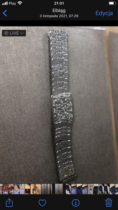 Srebrny pasek gumowy Vintage.