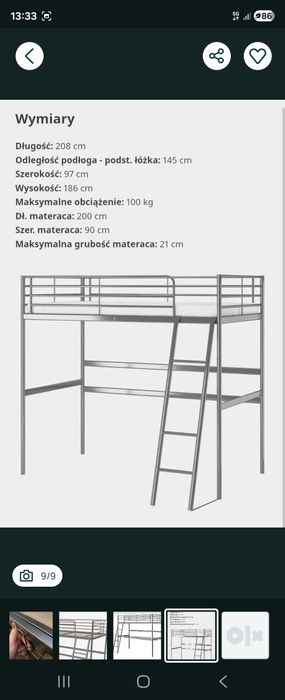 Łóżko piętrowe IKEA SVARTA