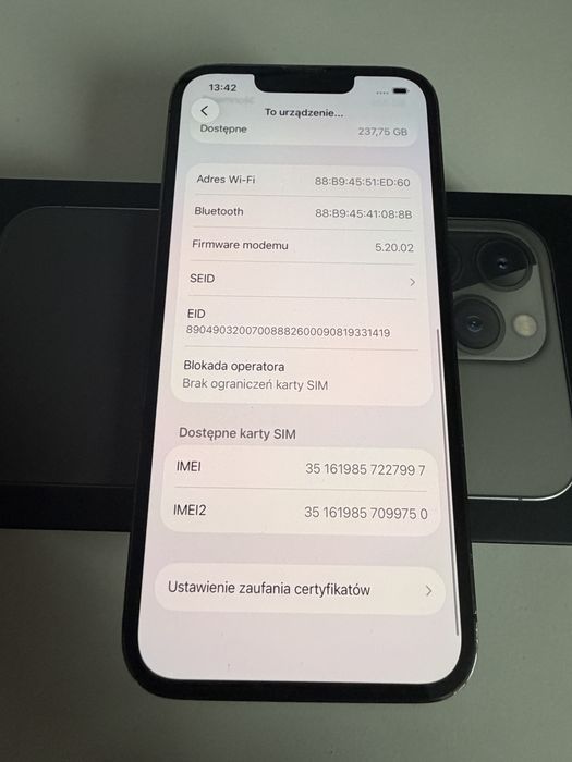 # iPhone 13 Pro 256gb Grafit Bateria 100%