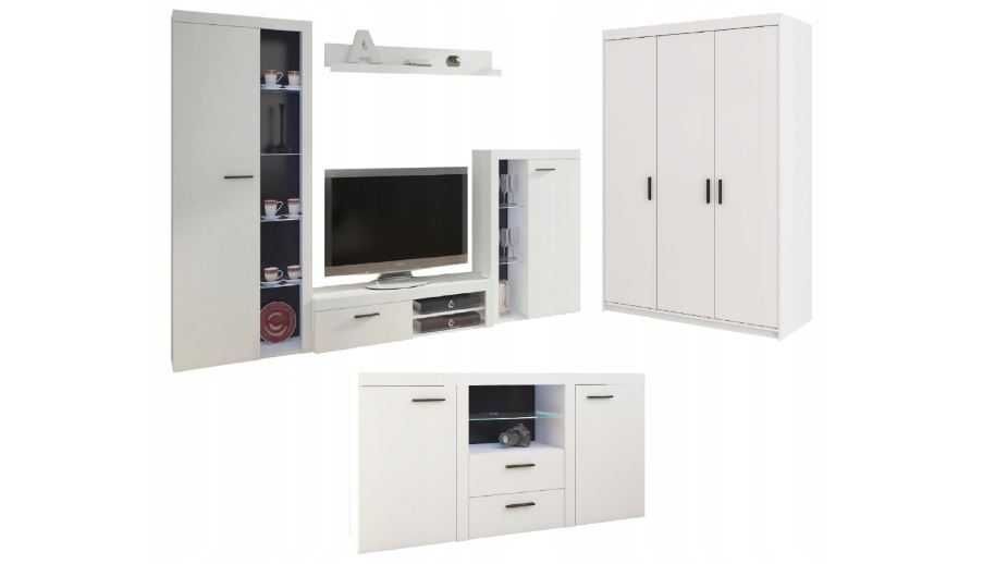 Zestaw mebli do salonu meblościanka RICO szafa komoda trzy kolory