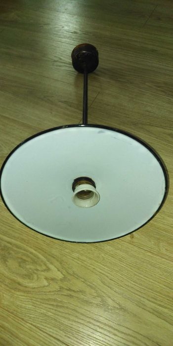 Lampa wisząca prl loft emaliowany klosz