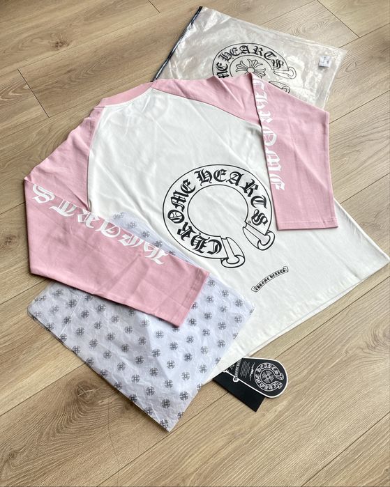 Лонгслів Chrome Hearts з рожевими рукавами