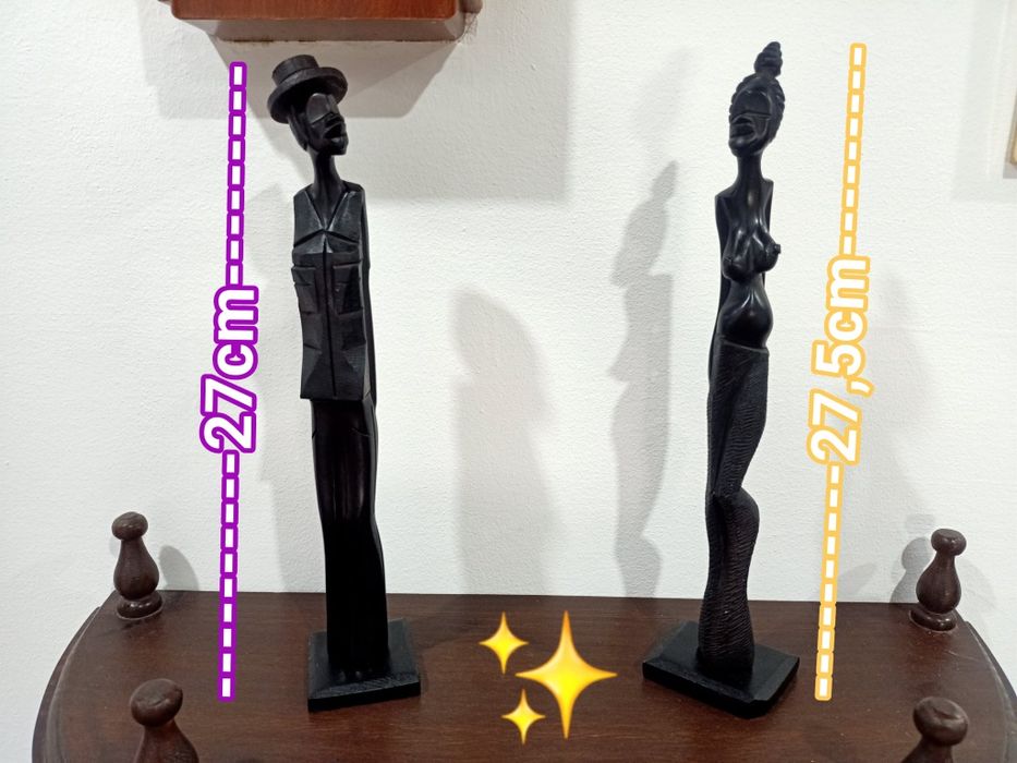 Estatuetas estátuas africanas esculpidas em madeira Pau preto casa quarto apartamento vivenda carro cozinha escritório gabinete sala.