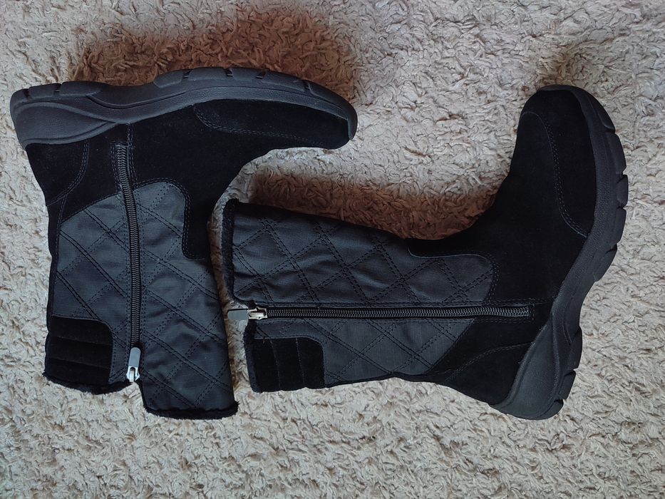 Чёрные стёганые зимние ботинки сапоги Land's End. Стелька 24 см.