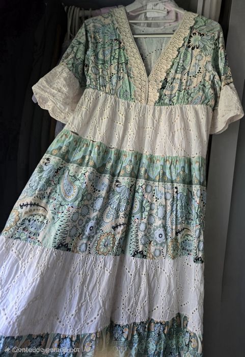 Vestido algodão bordado inglês