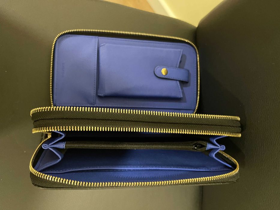 Carteira Preto e Azul e Porta-Moedas tamanho 22x12 - NOVO