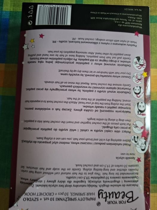 Papiloty sprężynki 10 szt. + szydło