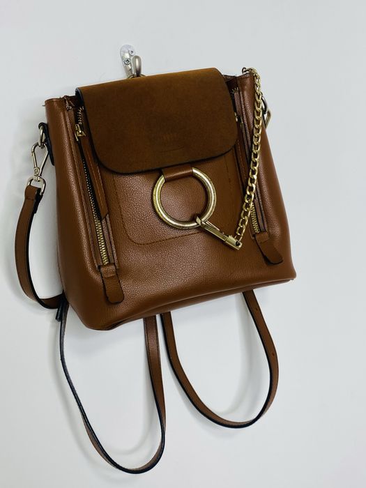 Женская кожаная сумка рюкзак Chloe