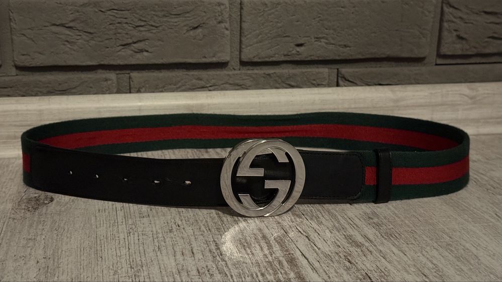 Pasek Gucci Interlocking Buckle Leather Belt