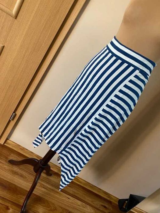 Maxi długa asymetria spodnica pasy paski xxxl 46 48 +size wiskoza