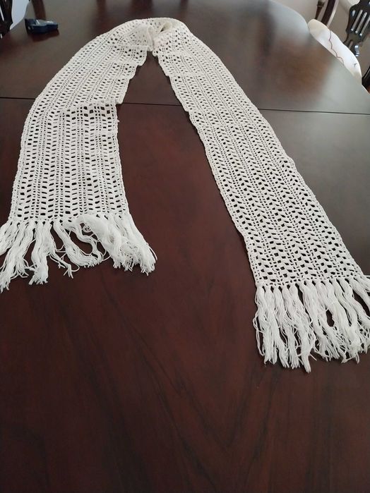 Caminho de mesa de croché, grande, vintage, retangular