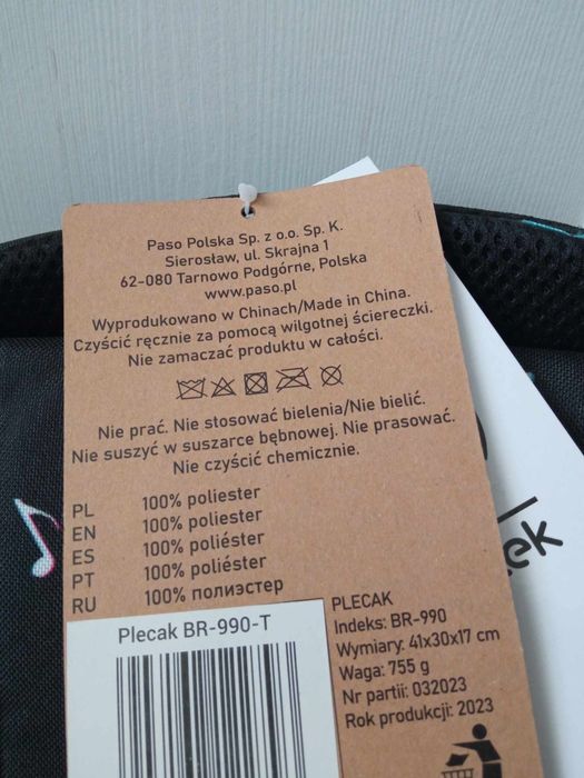 Nowy plecak Paso