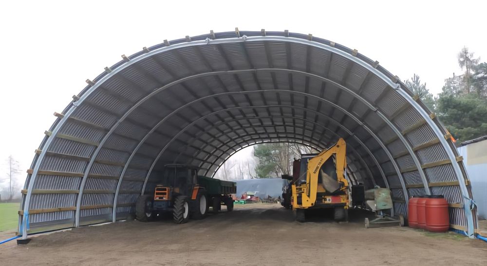 Konstrukcja hali łukowej 12m wzmocniona teownik 50x50x6 garaż magazyn