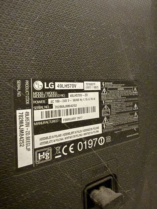 Продам телевізор LG 49lh570v smart