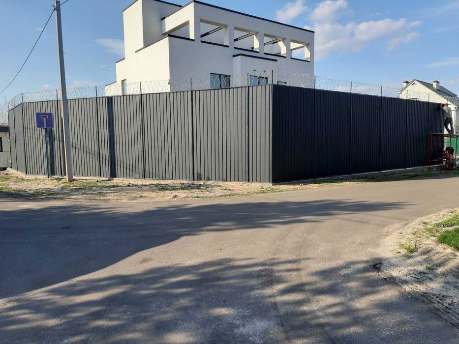 Забор из профнастила под ключ. Ворота, Калитки, Столбы, Фундамент