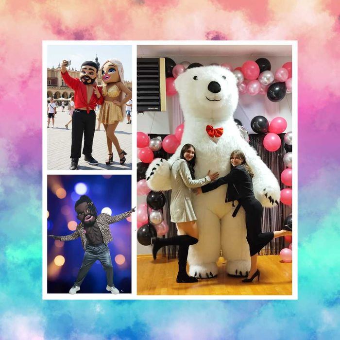 Biały Miś Tancerz Striptizer Alvaro lalka Jessica  – Żywa Maskotka