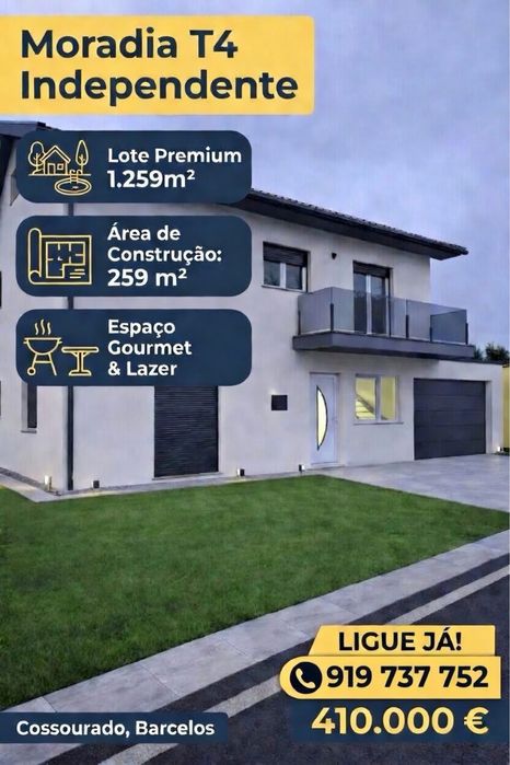 Moradia T4 Independente | Lote Premium 1.259m² |