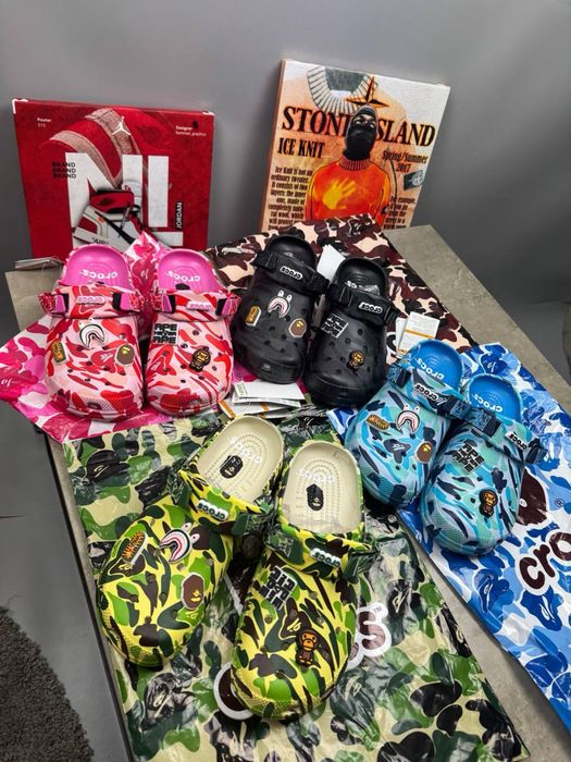 Шльопанці Crocs x Bape  тапочки крокси бейп 40,41,42,43,44,45