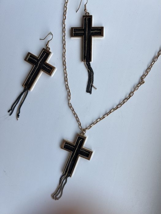 Набір сережки + ланцюжок Хрест