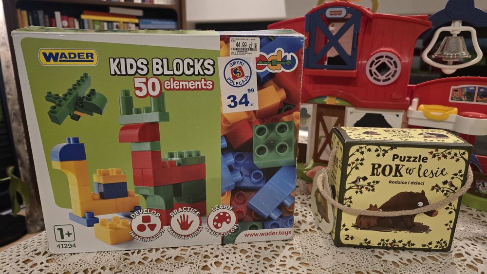 Zabawki Fisher Price Przedszkole Farma Klocki Drewniane