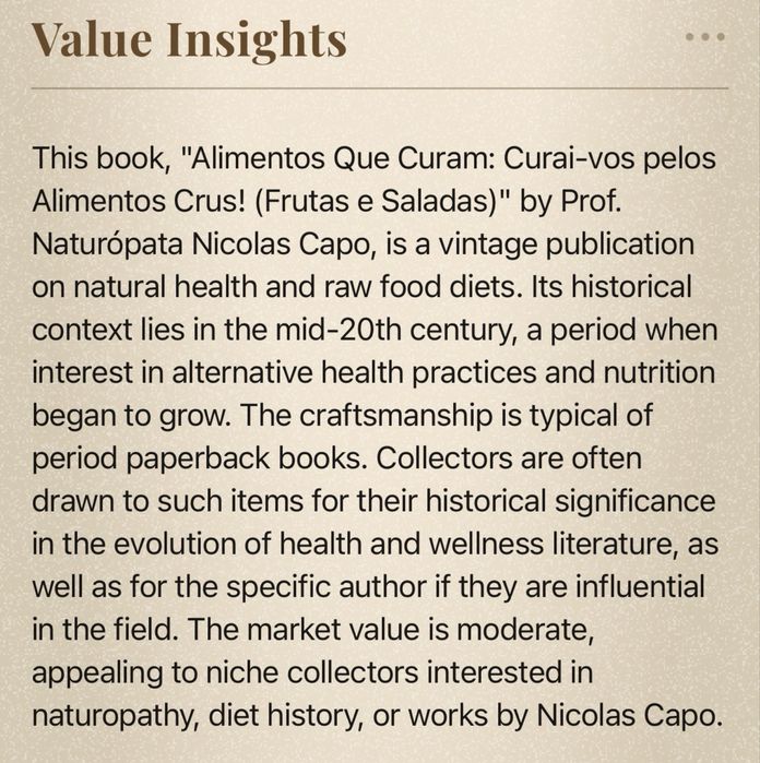 Livro cudai vos pelos alimentos 1950
