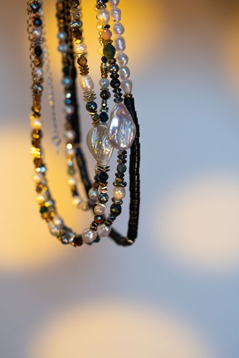 Naszyjnik z kamieni naturalnych i pereł  ręcznie robiony nowy