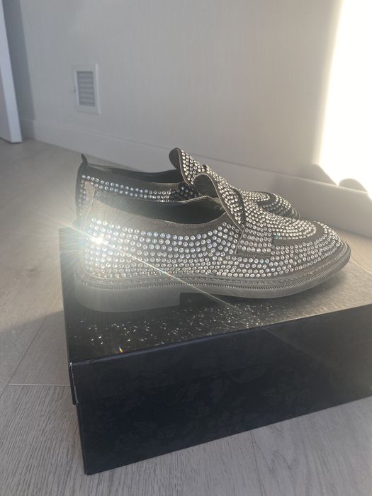 Шкіряні лофери зі стразами PRADA