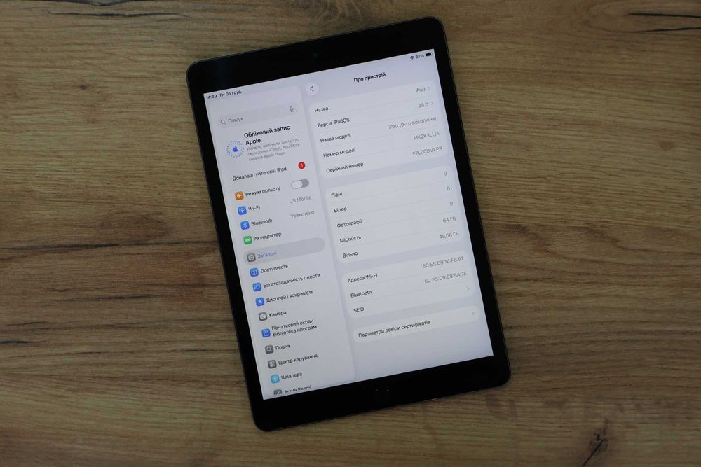 Apple iPad 10.2 2021 (9-Gen) 64Gb Space Gray A2602 Wi-Fi Оригінал!