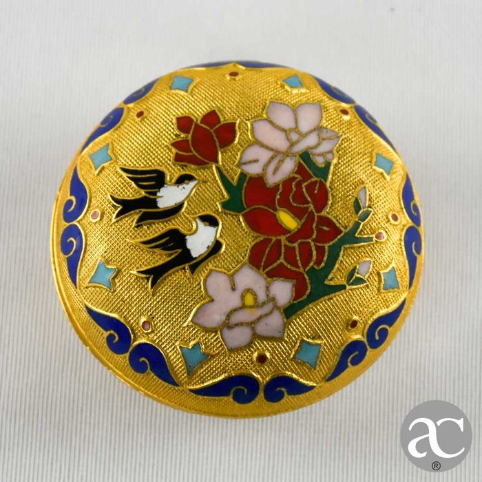 Caixa redonda em cloisonné, China, circa 1950