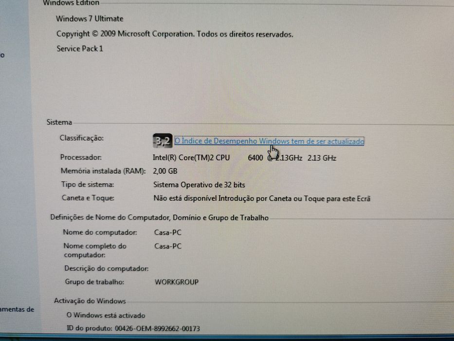 PC Asus em funcionamento