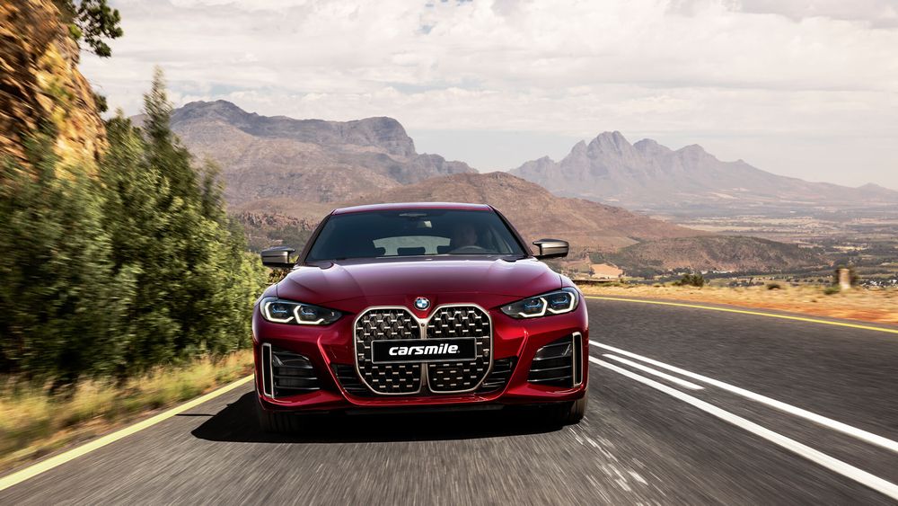 BMW Seria 4 Sedan czerwony od przodu podczas jazdy