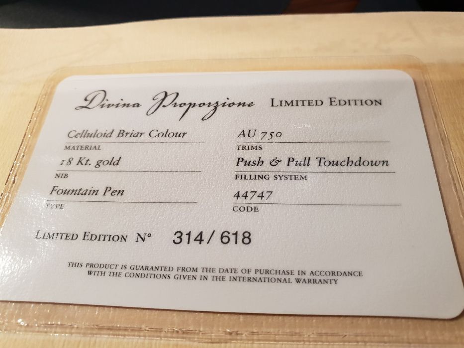 Pióro wieczne Visconti Divina Proporzione Solid Gold Trims LE 314/618